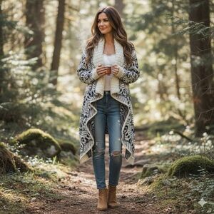 Jade +Juliet‎ cream honeycomb fine knit sweater cozy girl cottage core